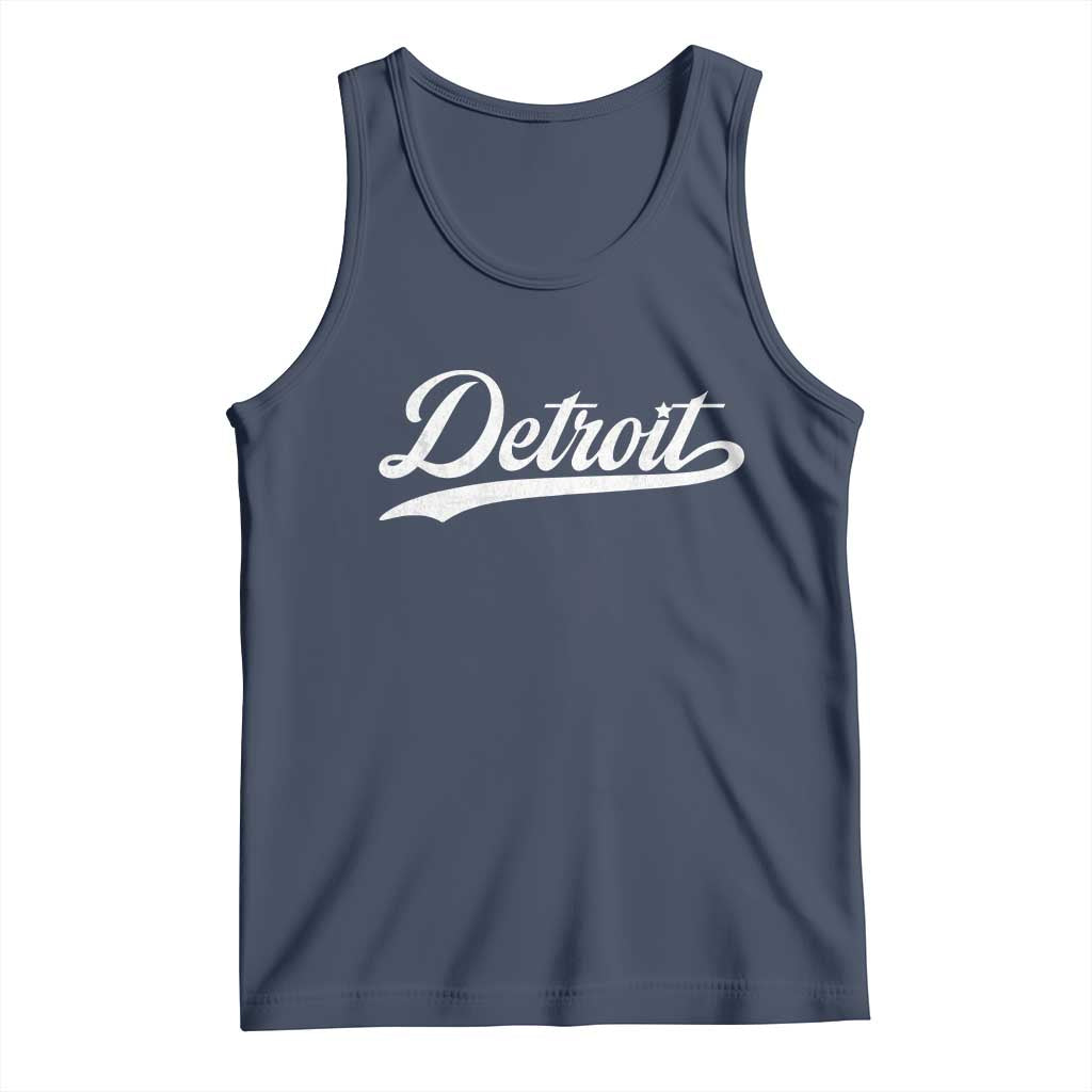 Retro Script Detroit Tank Top Vintage Sports Team Name TS10 Navy Print Your Wear