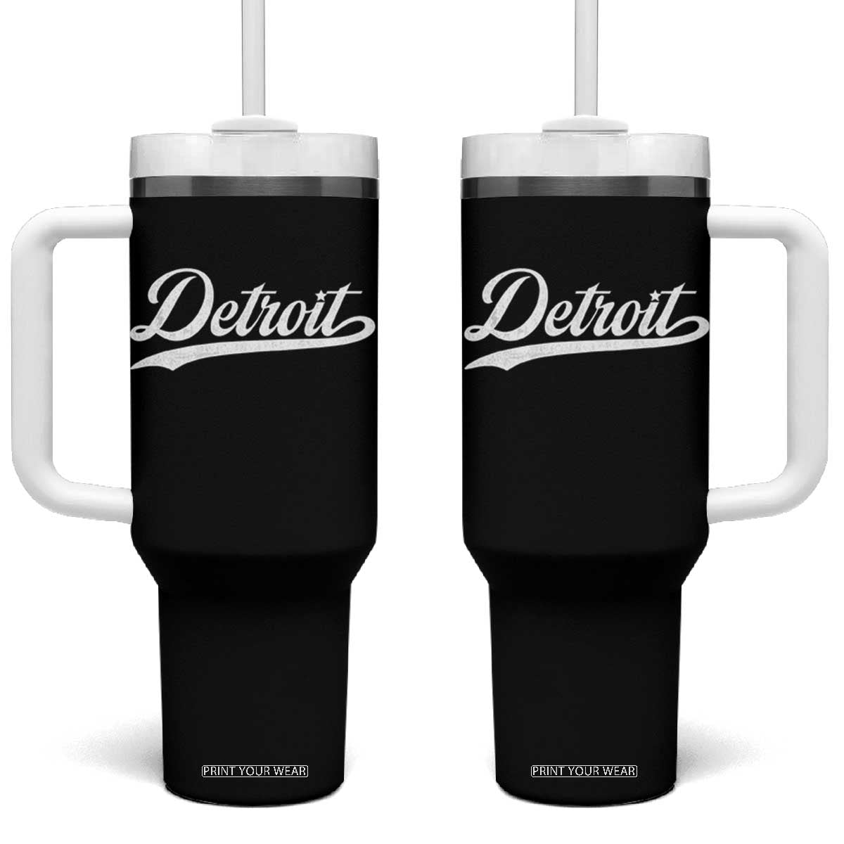 Retro Script DFL Tumbler With Handle Vintage Sports Team Name LF TS10 One Size: 40 oz Black Print Your Wear