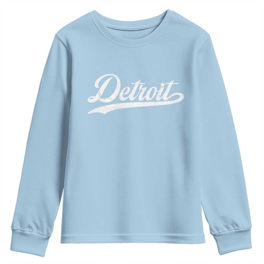 Retro Script DFL Youth Sweatshirt Vintage Sports Team Name LF TS10 Light Blue Print Your Wear