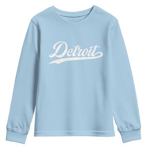 Retro Script Detroit Youth Sweatshirt Vintage Team Name TS10 Light Blue Print Your Wear