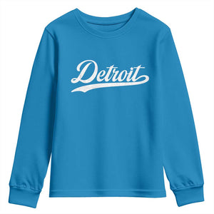 Retro Script Detroit Youth Sweatshirt Vintage Team Name TS10 Sapphire Print Your Wear