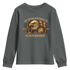 Veteran 250th Anniversary Youth Sweatshirt My Other Birthday Is 10 November 1775 TS10 Dark Heather Print Your Wear