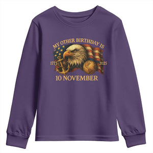 Veteran 250th Anniversary Youth Sweatshirt My Other Birthday Is 10 November 1775 TS10 Purple Print Your Wear