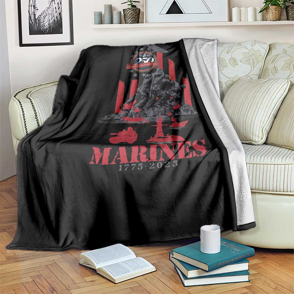 Marine Veteran 250th Anniversary Throw Blanket Retro Military Corps American Flag TS10 Print Your Wear