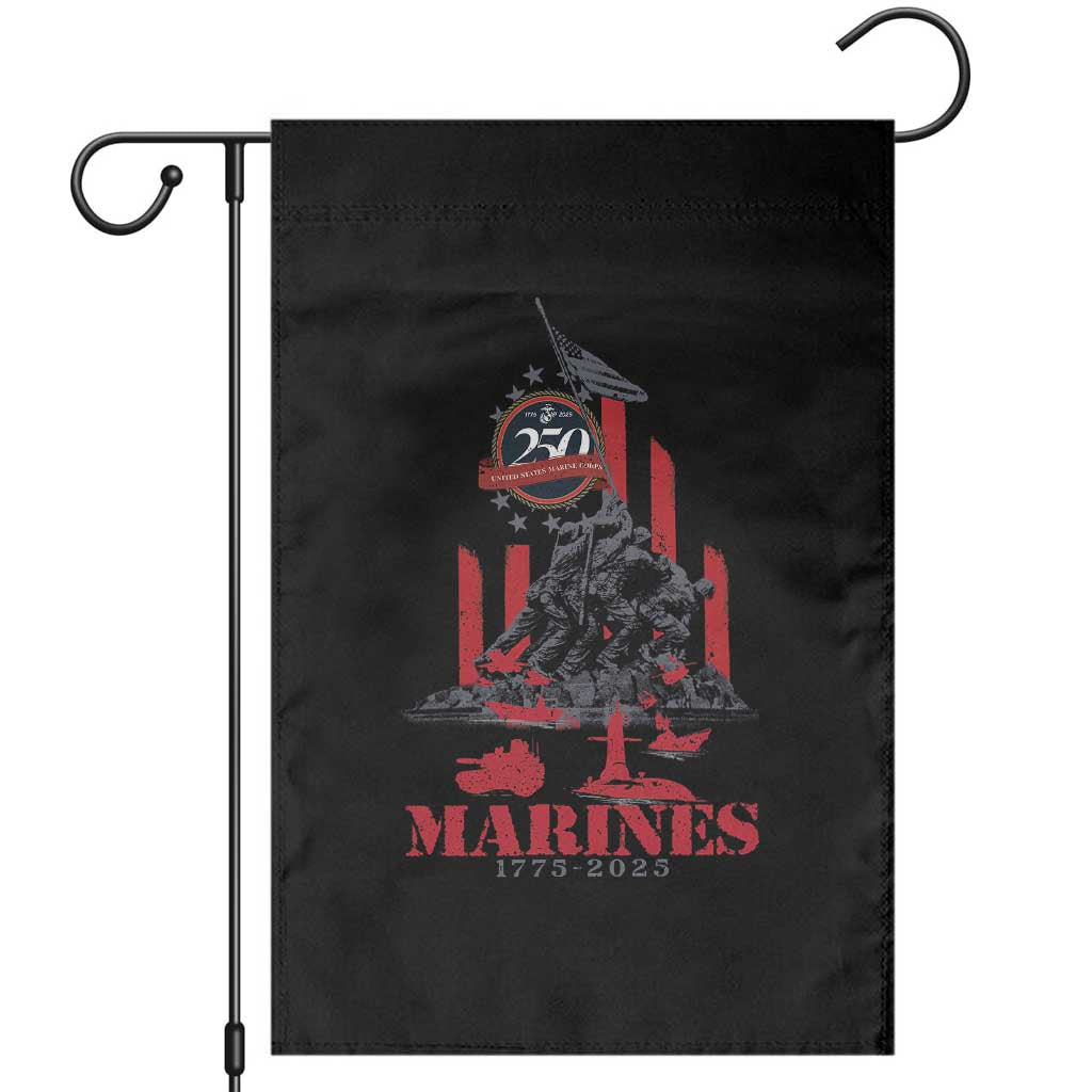 Marine Veteran 250th Anniversary Garden Flag Retro Military Corps American Flag - Print Your Wear