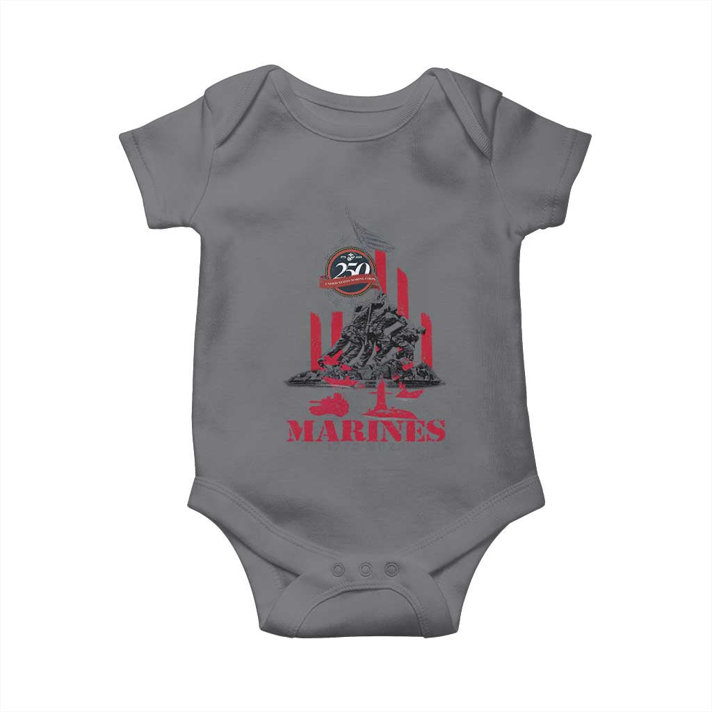 Marine Veteran 250th Anniversary Baby Onesie Retro Military Corps American Flag TS10 Charcoal Print Your Wear