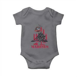 Marine Veteran 250th Anniversary Baby Onesie Retro Military Corps American Flag TS10 Charcoal Print Your Wear