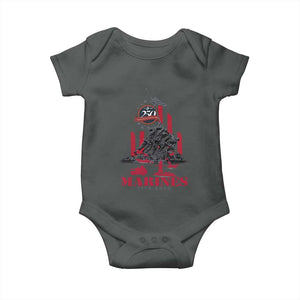 Marine Veteran 250th Anniversary Baby Onesie Retro Military Corps American Flag TS10 Dark Heather Print Your Wear