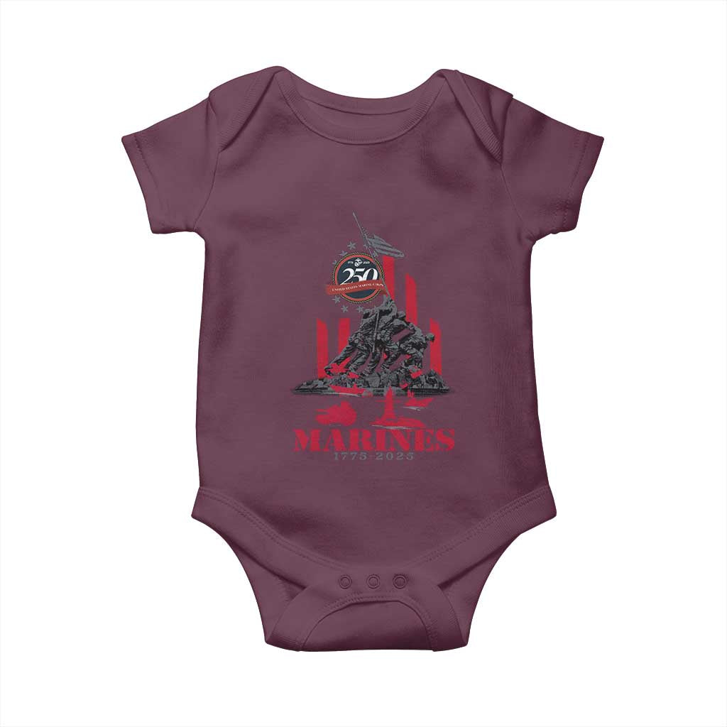 Marine Veteran 250th Anniversary Baby Onesie Retro Military Corps American Flag TS10 Maroon Print Your Wear