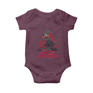 Marine Veteran 250th Anniversary Baby Onesie Retro Military Corps American Flag TS10 Maroon Print Your Wear