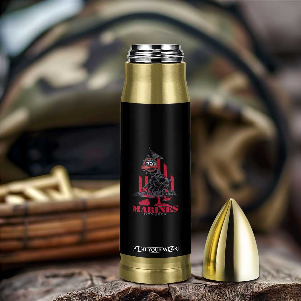 Marine Veteran 250th Anniversary Bullet Tumbler Retro Military Corps American Flag TS10 Print Your Wear