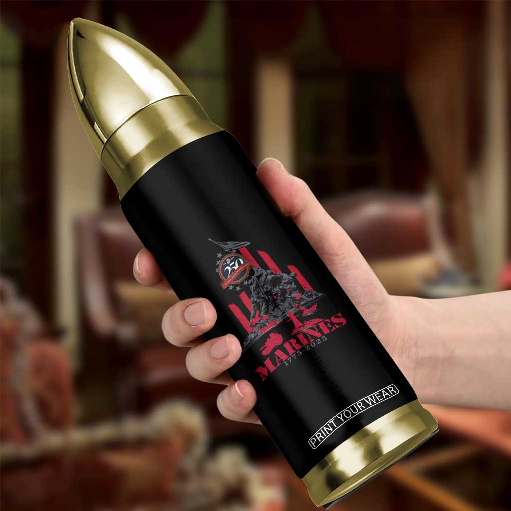 Marine Veteran 250th Anniversary Bullet Tumbler Retro Military Corps American Flag - Print Your Wear