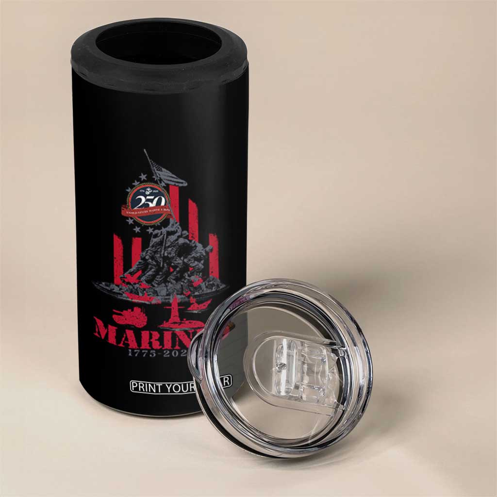 Marine Veteran 250th Anniversary 4 in 1 Can Cooler Tumbler Retro Military Corps American Flag TS10 Print Your Wear