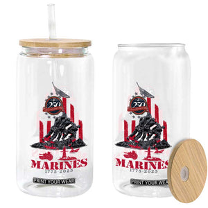 Marine Veteran 250th Anniversary Glass Can Retro Military Corps American Flag TS10 Print Your Wear