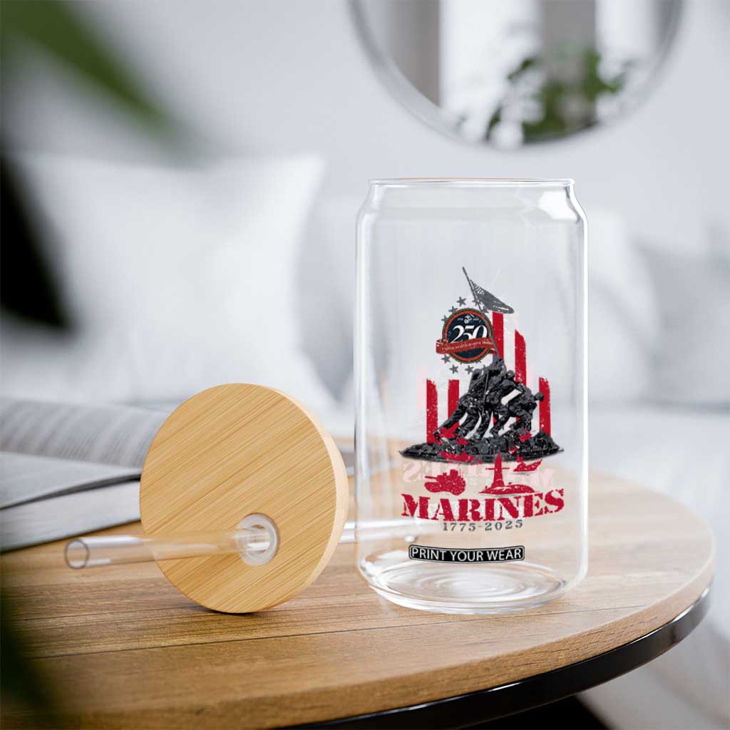 Marine Veteran 250th Anniversary Glass Can Retro Military Corps American Flag TS10 Print Your Wear