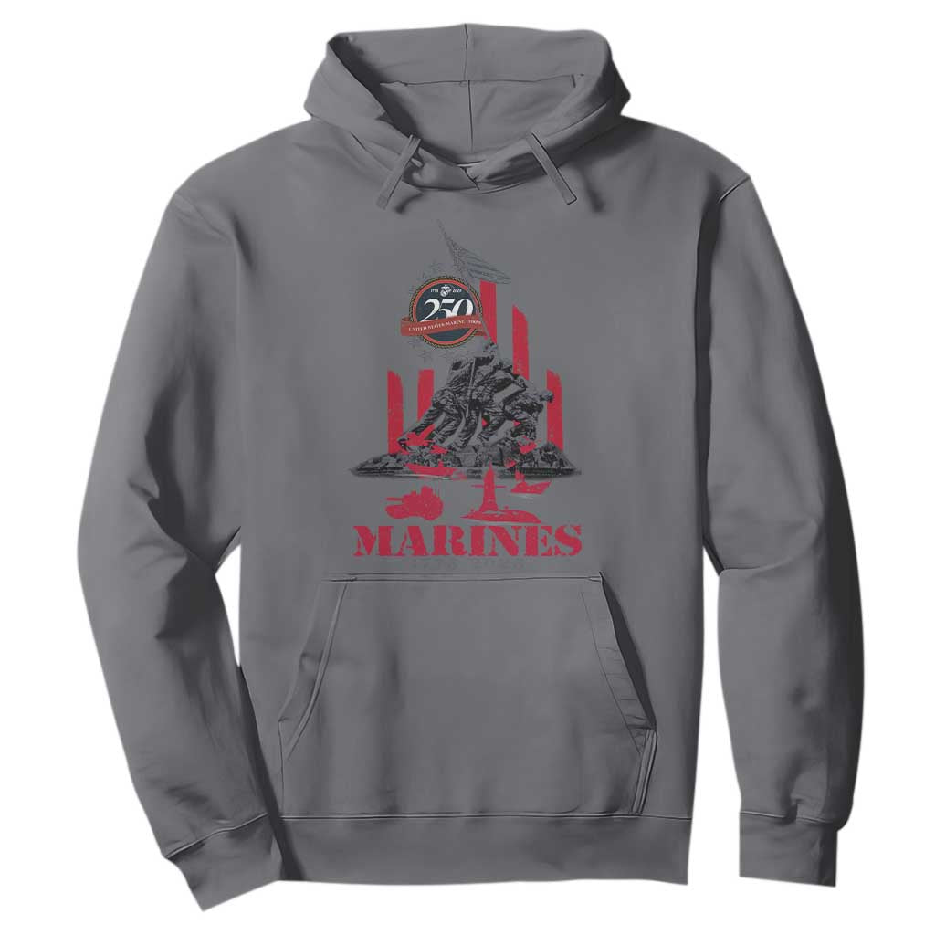 Marine Veteran 250th Anniversary Hoodie Retro Military Corps American Flag TS10 Charcoal Print Your Wear