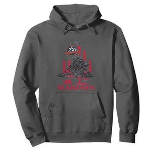 Marine Veteran 250th Anniversary Hoodie Retro Military Corps American Flag TS10 Dark Heather Print Your Wear