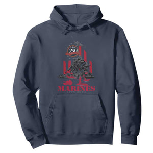 Marine Veteran 250th Anniversary Hoodie Retro Military Corps American Flag TS10 Navy Print Your Wear