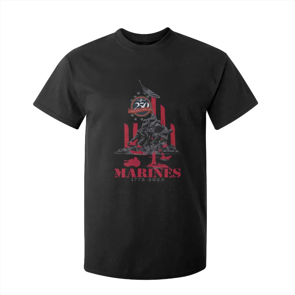 Marine Veteran 250th Anniversary T Shirt For Kid Retro Military Corps American Flag - Print Your Wear