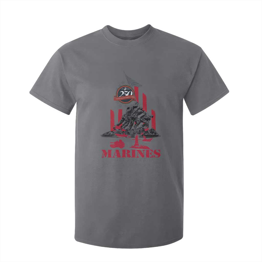 Marine Veteran 250th Anniversary T Shirt For Kid Retro Military Corps American Flag TS10 Charcoal Print Your Wear
