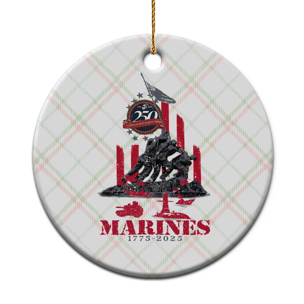 Marine Veteran 250th Anniversary Ceramic Ornament Retro Military Corps American Flag TS10 1pc Christmas Plaid Print Your Wear