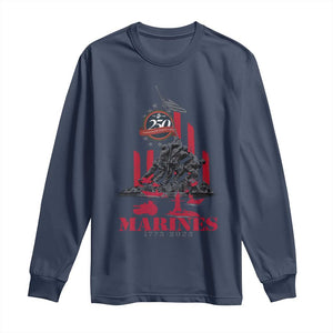Marine Veteran 250th Anniversary Long Sleeve Shirt Retro Military Corps American Flag TS10 Navy Print Your Wear