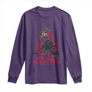 Marine Veteran 250th Anniversary Long Sleeve Shirt Retro Military Corps American Flag TS10 Purple Print Your Wear