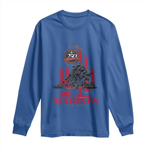 Marine Veteran 250th Anniversary Long Sleeve Shirt Retro Military Corps American Flag TS10 Royal Blue Print Your Wear