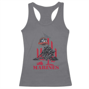 Marine Veteran 250th Anniversary Racerback Tank Top Retro Military Corps American Flag TS10 Charcoal Print Your Wear