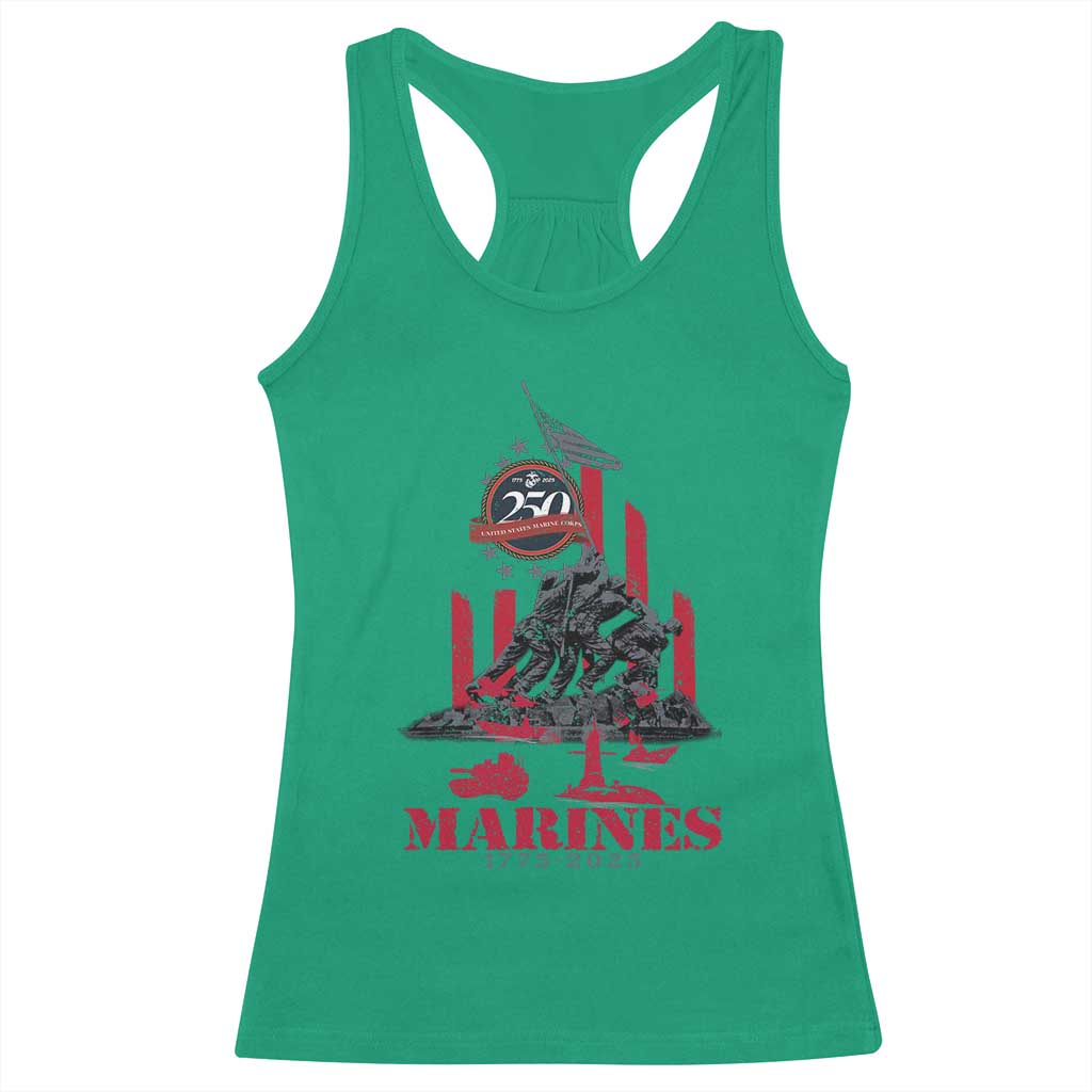 Marine Veteran 250th Anniversary Racerback Tank Top Retro Military Corps American Flag TS10 Irish Green Print Your Wear