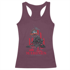 Marine Veteran 250th Anniversary Racerback Tank Top Retro Military Corps American Flag TS10 Maroon Print Your Wear