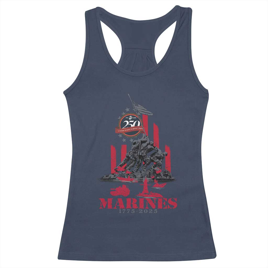 Marine Veteran 250th Anniversary Racerback Tank Top Retro Military Corps American Flag TS10 Navy Print Your Wear