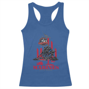 Marine Veteran 250th Anniversary Racerback Tank Top Retro Military Corps American Flag TS10 Royal Blue Print Your Wear
