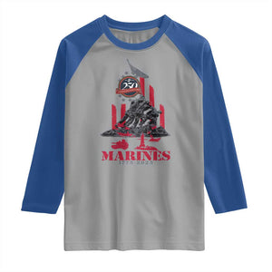 Marine Veteran 250th Anniversary Raglan Shirt Retro Military Corps American Flag TS10 Sport Gray Royal Print Your Wear