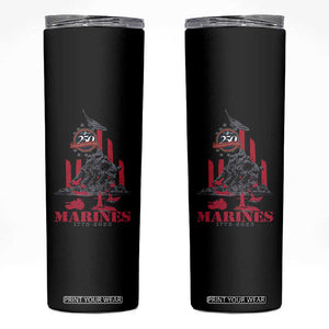 Marine Veteran 250th Anniversary Skinny Tumbler Retro Military Corps American Flag TS10 Black Print Your Wear