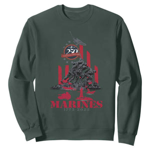 Marine Veteran 250th Anniversary Sweatshirt Retro Military Corps American Flag TS10 Dark Forest Green Print Your Wear