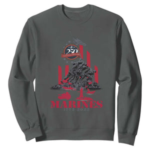 Marine Veteran 250th Anniversary Sweatshirt Retro Military Corps American Flag TS10 Dark Heather Print Your Wear