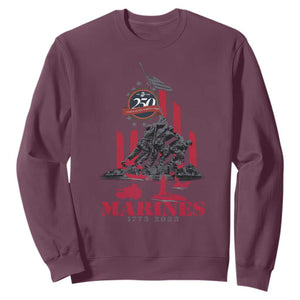 Marine Veteran 250th Anniversary Sweatshirt Retro Military Corps American Flag TS10 Maroon Print Your Wear