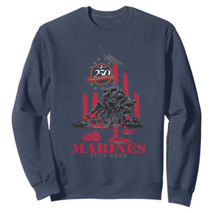 Marine Veteran 250th Anniversary Sweatshirt Retro Military Corps American Flag TS10 Navy Print Your Wear