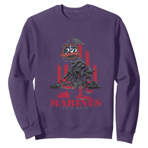 Marine Veteran 250th Anniversary Sweatshirt Retro Military Corps American Flag TS10 Purple Print Your Wear