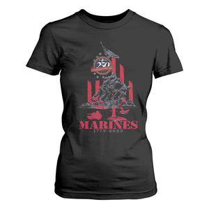 Marine Veteran 250th Anniversary T Shirt For Women Retro Military Corps American Flag TS10 Black Print Your Wear