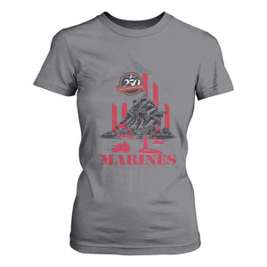 Marine Veteran 250th Anniversary T Shirt For Women Retro Military Corps American Flag TS10 Charcoal Print Your Wear