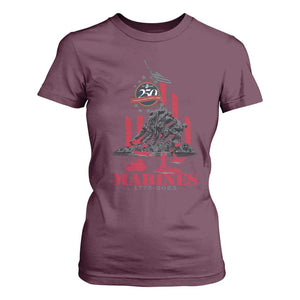 Marine Veteran 250th Anniversary T Shirt For Women Retro Military Corps American Flag TS10 Maroon Print Your Wear