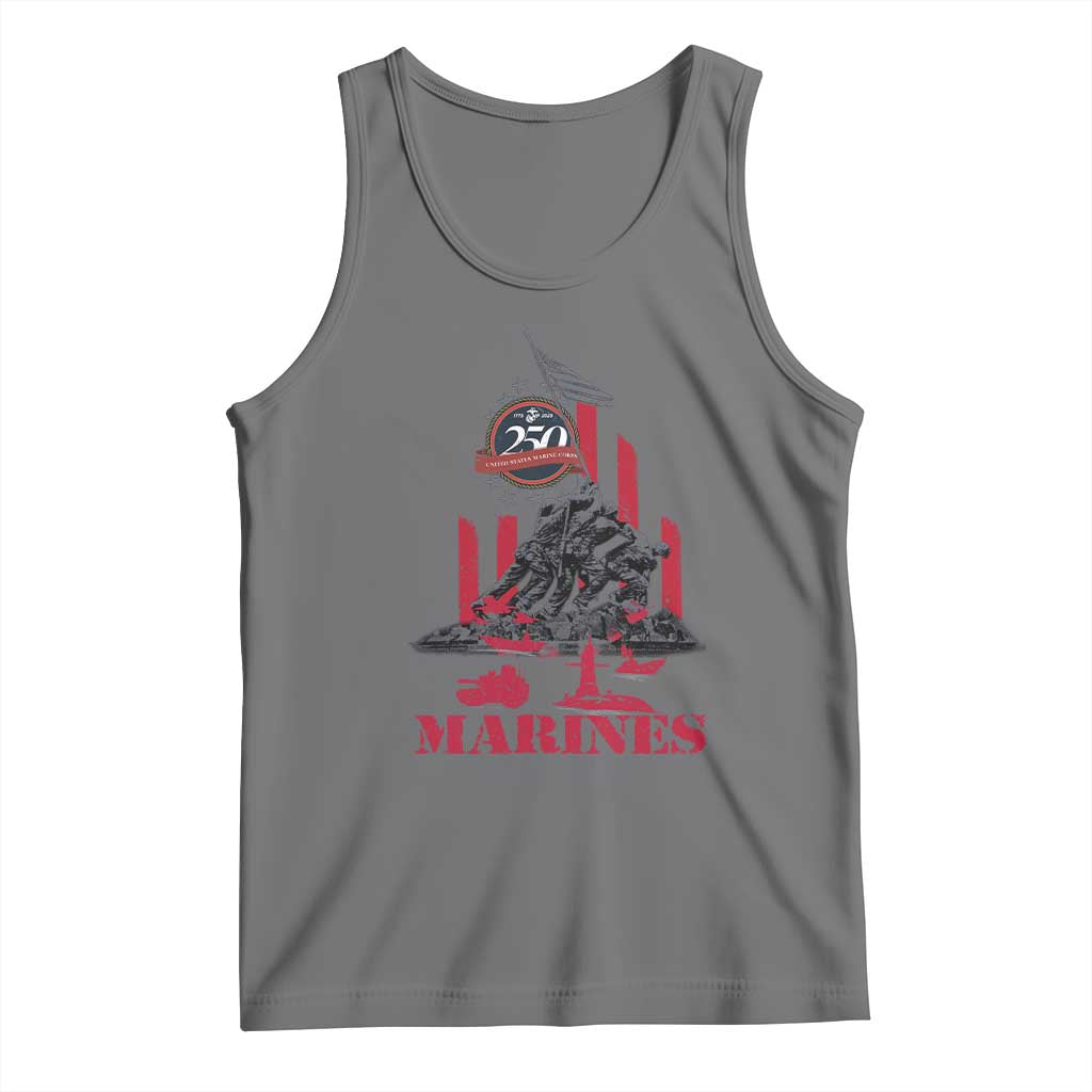 Marine Veteran 250th Anniversary Tank Top Retro Military Corps American Flag TS10 Black Heather Print Your Wear