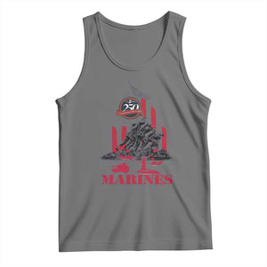 Marine Veteran 250th Anniversary Tank Top Retro Military Corps American Flag TS10 Black Heather Print Your Wear