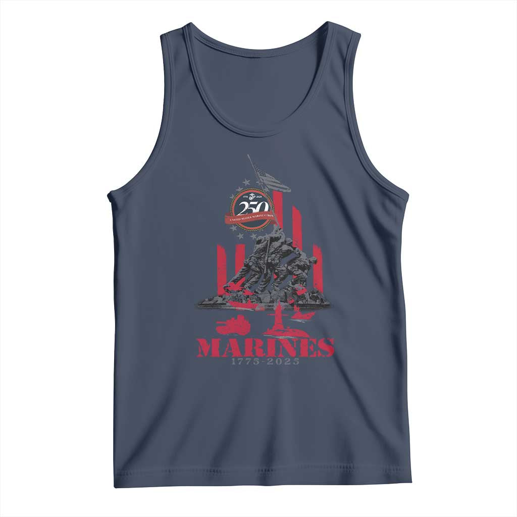 Marine Veteran 250th Anniversary Tank Top Retro Military Corps American Flag TS10 Navy Print Your Wear