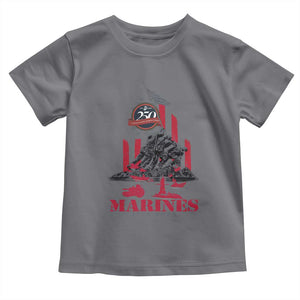 Marine Veteran 250th Anniversary Toddler T Shirt Retro Military Corps American Flag TS10 Charcoal Print Your Wear