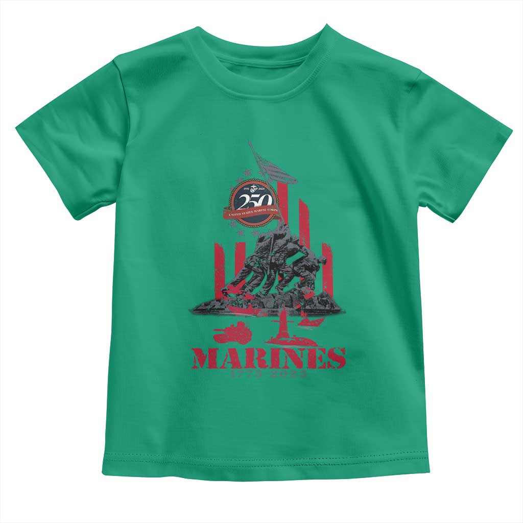 Marine Veteran 250th Anniversary Toddler T Shirt Retro Military Corps American Flag TS10 Irish Green Print Your Wear
