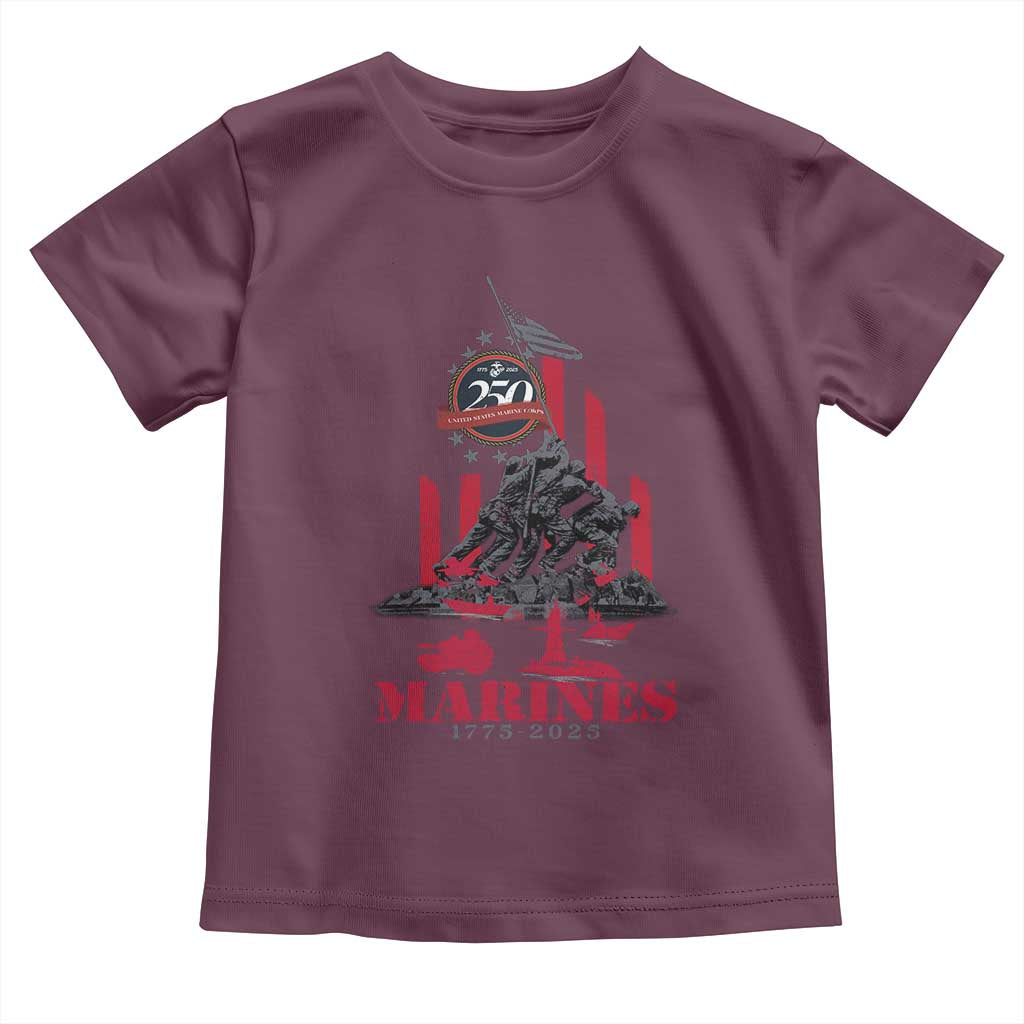 Marine Veteran 250th Anniversary Toddler T Shirt Retro Military Corps American Flag TS10 Maroon Print Your Wear