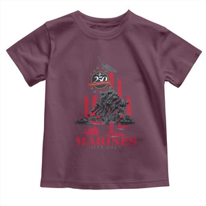 Marine Veteran 250th Anniversary Toddler T Shirt Retro Military Corps American Flag TS10 Maroon Print Your Wear